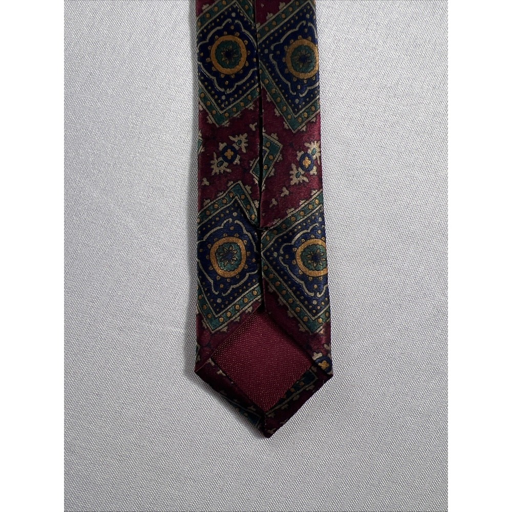 Sky Star Looney Tunes Silk Tie Bugs Bunny Marvin the Martian Burgundy Geometric - Picture 5 of 7